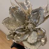 Platinum Poinsettia & Magnolia Stems