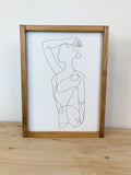 Line Art Girl Face Monstera