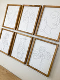 Line Art Girl Face Monstera